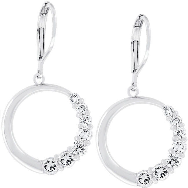 Graduated Cubic Zirconia Circle Earrings-2