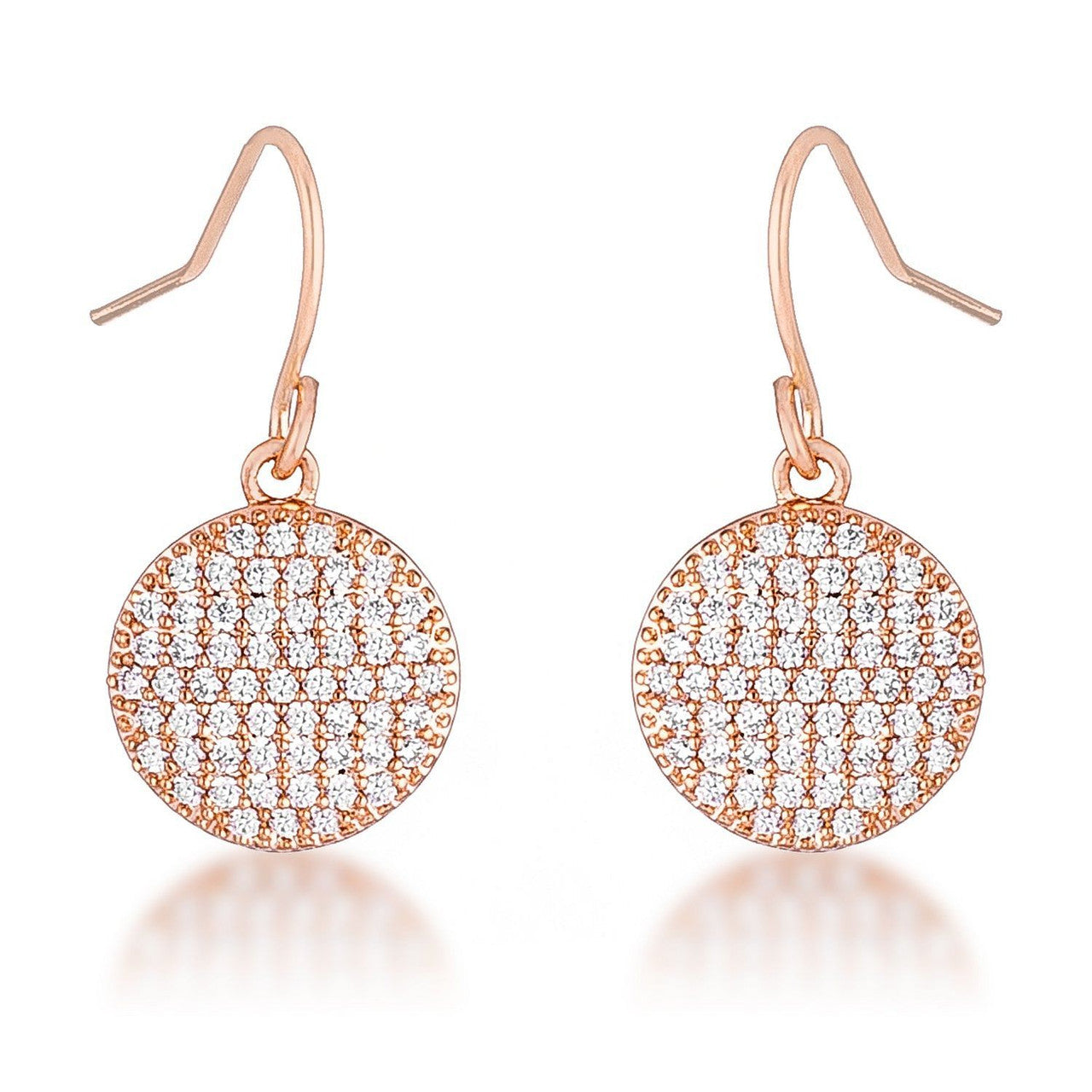 .6 Ct Elegant CZ Rose Gold Plated Disk Earrings-0