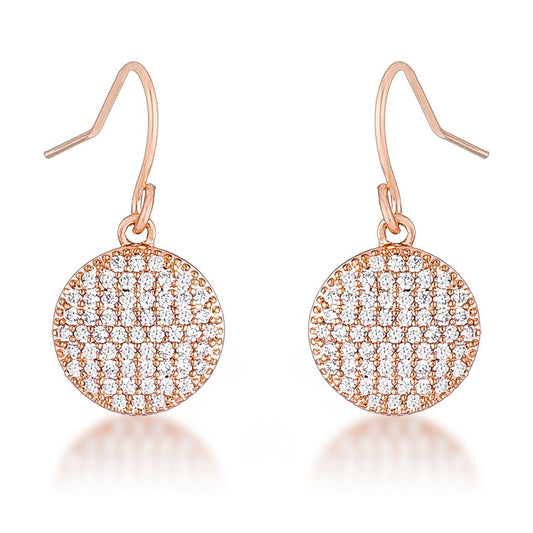 .6 Ct Elegant CZ Rose Gold Plated Disk Earrings-0