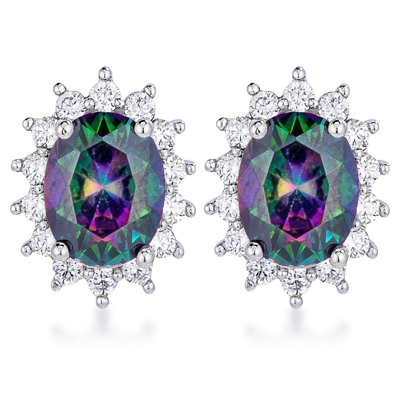 Rhodium Plated Mystic Petite Royal Oval Earrings-0