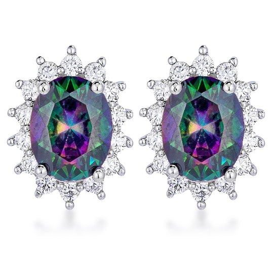 Rhodium Plated Mystic Petite Royal Oval Earrings-0