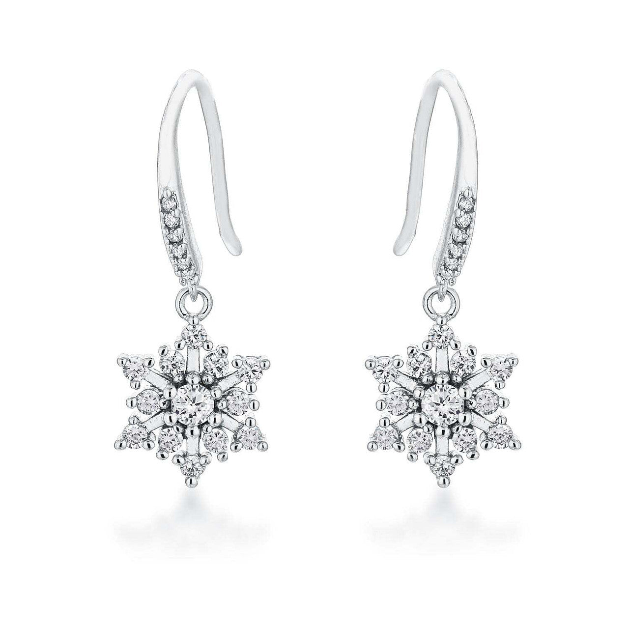 Contemporary Rhodium Plated CZ Earrings-0