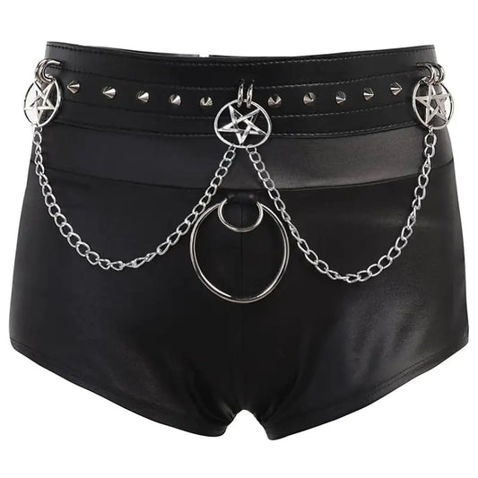Classic Goth Skinny PU Faux Leather Shorts
