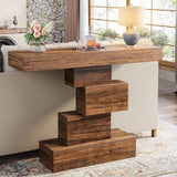 Modern Farmhouse 42-inch Console Accent Sofa Table in Rustic Brown Wood Finish-0