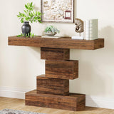 Modern Farmhouse 42-inch Console Accent Sofa Table in Rustic Brown Wood Finish-1
