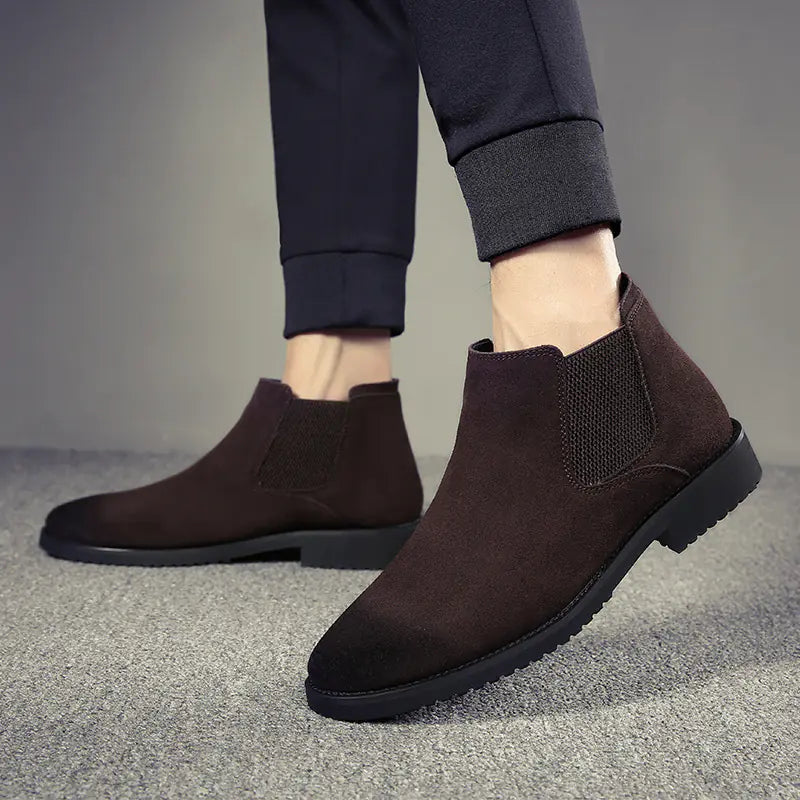 Men's Classic High-Top Leather Chelsea Ankle Boots