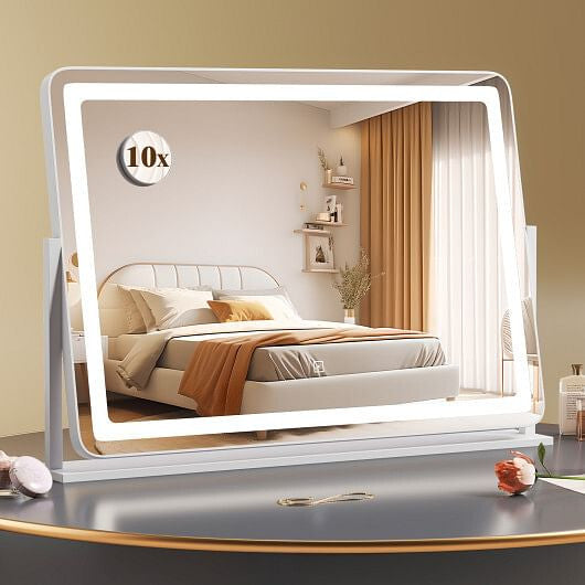 32 x 22 Inch Large Makeup Vanity Mirror with 3-Color Lighting Mode-White-3
