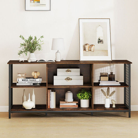 TV Stand for 65 Inch TVs-Rustic Brown and Black-1