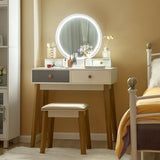 Makeup Dressing Table with 4 Drawers and Lighted Mirror-2