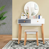 Makeup Dressing Table with 4 Drawers and Lighted Mirror-4