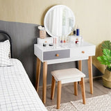 Makeup Dressing Table with 4 Drawers and Lighted Mirror-5
