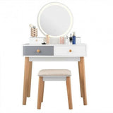 Makeup Dressing Table with 4 Drawers and Lighted Mirror-1