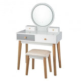 Makeup Dressing Table with 4 Drawers and Lighted Mirror-0