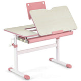 Height-Adjustable Kids Desk with Tilt Desktop and Book Stand-Blue-4