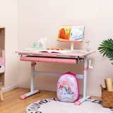 Height-Adjustable Kids Desk with Tilt Desktop and Book Stand-Blue-5