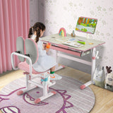 Height-Adjustable Kids Desk with Tilt Desktop and Book Stand-Blue-6