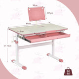 Height-Adjustable Kids Desk with Tilt Desktop and Book Stand-Blue-8