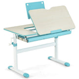Height-Adjustable Kids Desk with Tilt Desktop and Book Stand-Blue-9