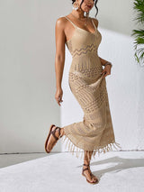 Hollowed-out Halter Maxi Dress