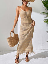 Hollowed-out Halter Maxi Dress