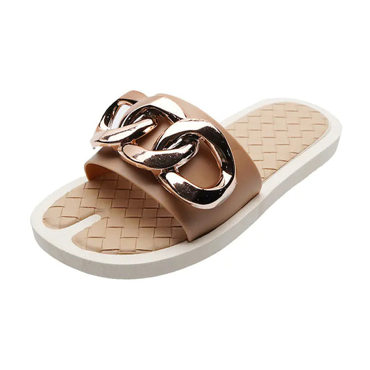 Women's Classic Designer Style Metal Beach Sandals and Slippers