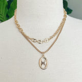 Button Charm Golden Necklace Set