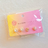 Mini Beauty Flower Stud Earrings Set Of 2