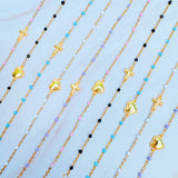 Dainty Color Dots Chain Cross Bracelet