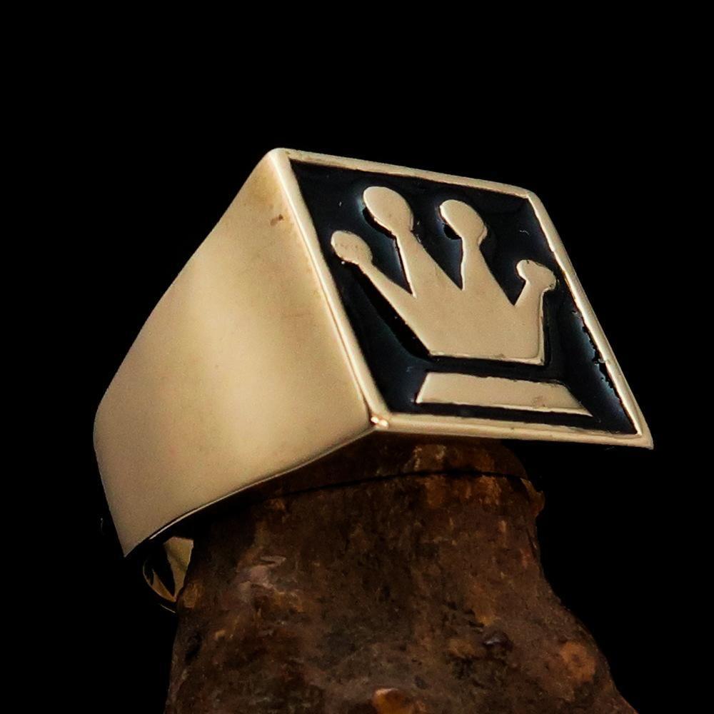 Perfectly crafted Men's Chess Player Ring Queen's Crown Black - Solid Brass-2