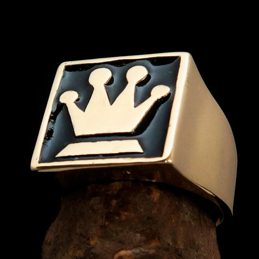 Perfectly crafted Men's Chess Player Ring Queen's Crown Black - Solid Brass-0