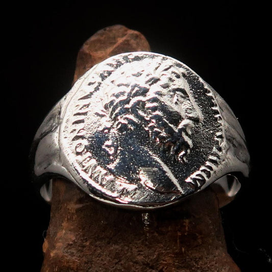 Men's Sterling Silver ancient Roman Coin Men's Ring Antonius Pius-0