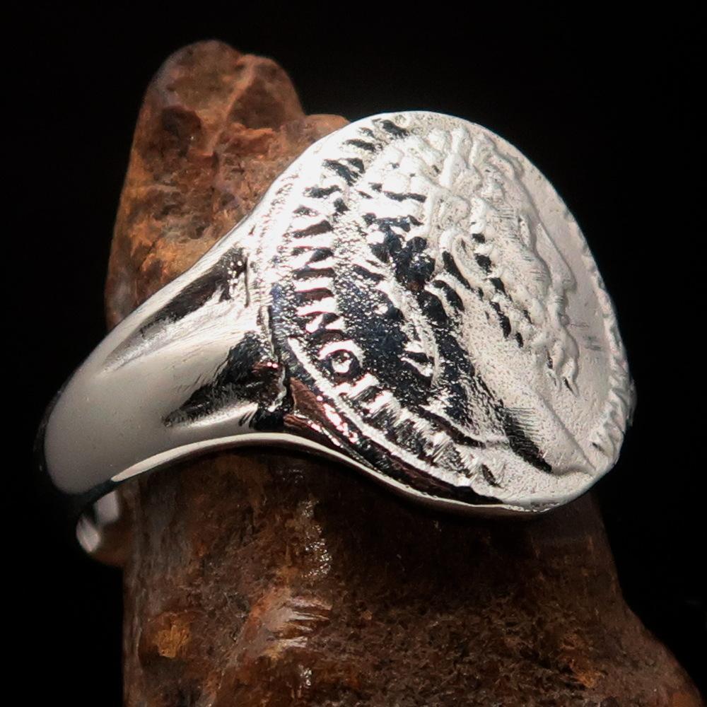 Men's Sterling Silver ancient Roman Coin Men's Ring Antonius Pius-2