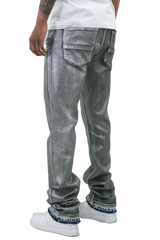 METALLIC PRINTED STACKED JEANS AJ07C