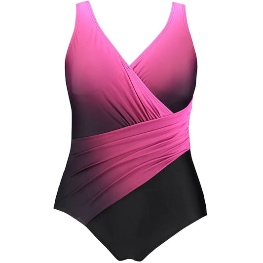 Plus Size Classic Glam Women's High Waist Gradient Swimsuit Dress