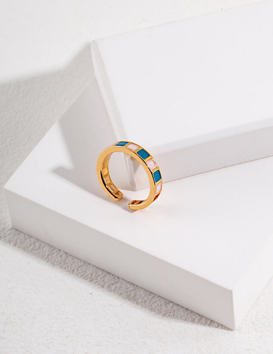 Open Adjustable Square Drip Glaze Ring-0