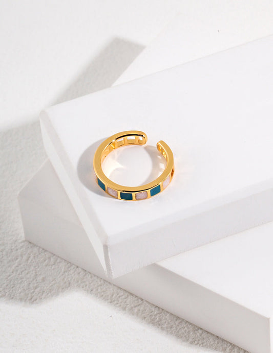 Open Adjustable Square Drip Glaze Ring-1