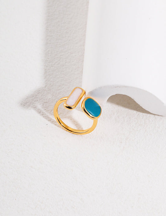 Minimalist Band Drip Glaze Open Ring-0