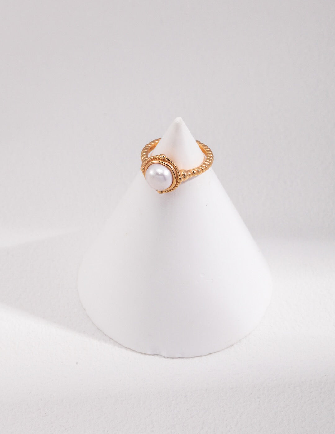 Twisted Pearl Adjustable Open Ring-1