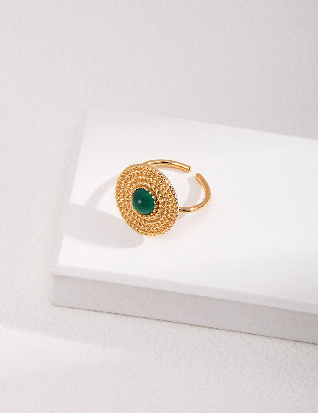 Green Chalcedony Open Ring-0