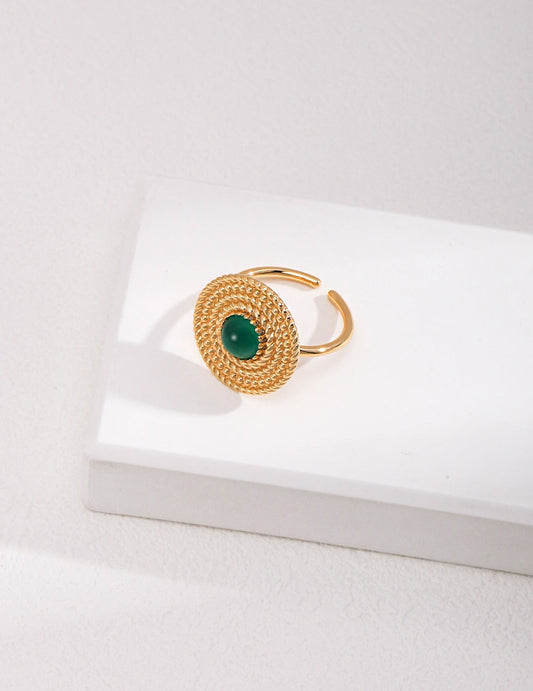 Green Chalcedony Open Ring-0