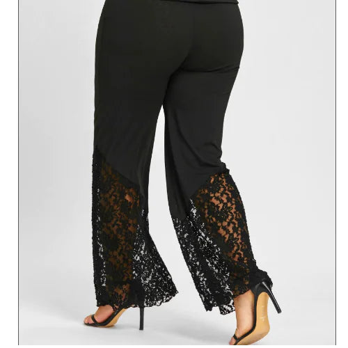 Plus Size Women's Lacy Glam Wide Leg Pants