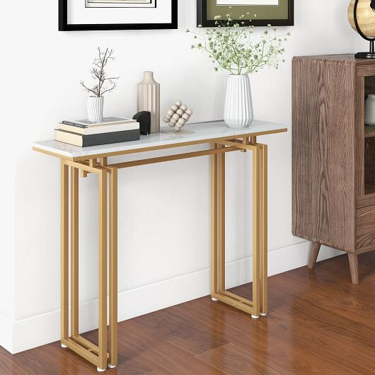 43.5 Inch Console Table with Heavy-duty Metal Frame-Golden-0