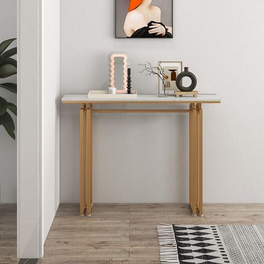 43.5 Inch Console Table with Heavy-duty Metal Frame-Golden-1