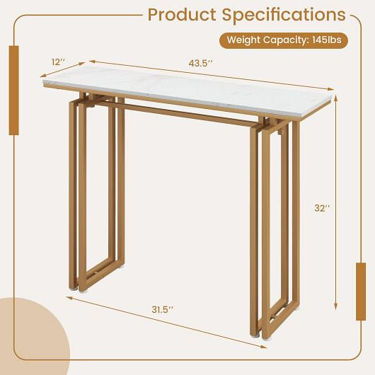 43.5 Inch Console Table with Heavy-duty Metal Frame-Golden-2