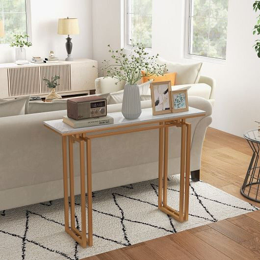 43.5 Inch Console Table with Heavy-duty Metal Frame-Golden-3