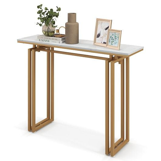 43.5 Inch Console Table with Heavy-duty Metal Frame-Golden-4