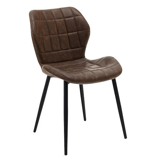 Dining Chairs Set of 2 with Padded Back  Metal Legs and Adjustable Foot Pads-Brown-2
