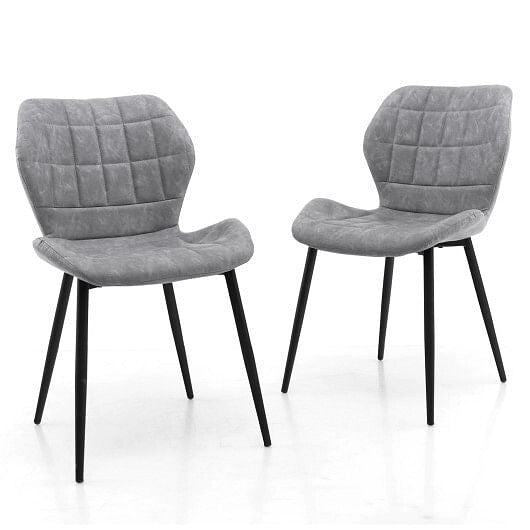 Dining Chairs Set of 2 with Padded Back  Metal Legs and Adjustable Foot Pads-Brown-4