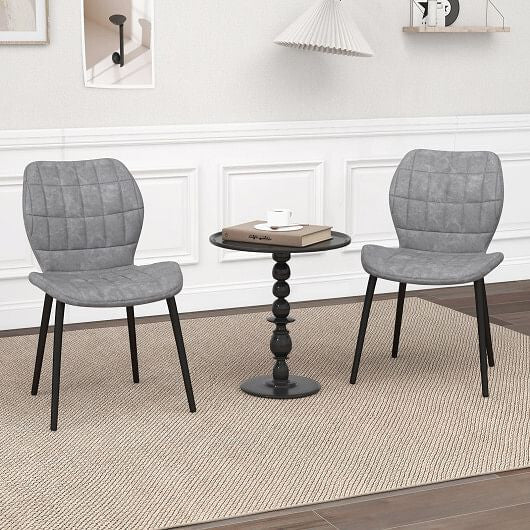Dining Chairs Set of 2 with Padded Back  Metal Legs and Adjustable Foot Pads-Brown-5