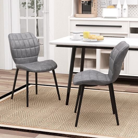 Dining Chairs Set of 2 with Padded Back  Metal Legs and Adjustable Foot Pads-Brown-6